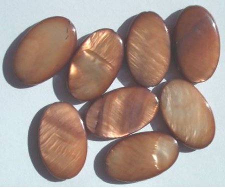 8 25x15mm Flat Oval Copper Dyed Shell Beads
