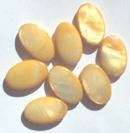 8 25x15mm Flat Oval Gold Dyed Shell Beads