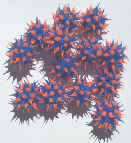 1 10mm Round Blue & Orange Silicone Bead