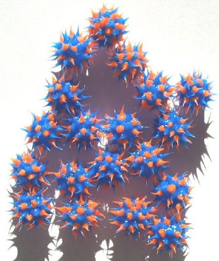1 8mm Round Blue & Orange Silicone Bead