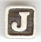 1, 9mm Silver Slider - Letter J