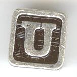 1 9mm Silver Slider - Letter U