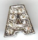 1 9mm Silver Slider with Rhinestones - Letter A
