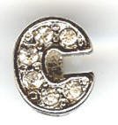 1 9mm Silver Slider with Rhinestones - Letter C