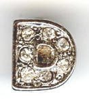 1 9mm Silver Slider with Rhinestones - Letter D