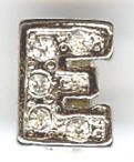 1 9mm Silver Slider with Rhinestones - Letter E