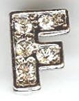1 9mm Silver Slider with Rhinestones - Letter F