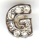 1 9mm Silver Slider with Rhinestones - Letter G