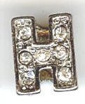 1 9mm Silver Slider with Rhinestones - Letter H