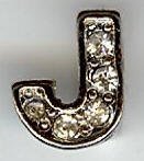 1 9mm Silver Slider with Rhinestones - Letter J
