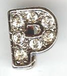 1 9mm Silver Slider with Rhinestones - Letter P