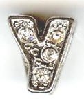 1 9mm Silver Slider with Rhinestones - Letter Y