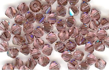 25 4mm Satin Light Rose Bicone Swarovski
