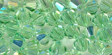 25 Chrysolite AB 4mm Bicone Swarovski