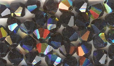 25 Jet AB 4mm Bicone Swarovski