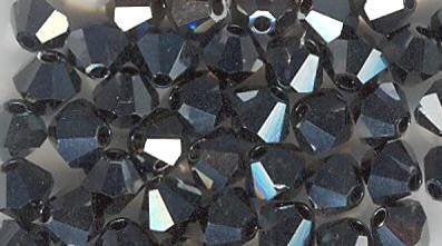 25 Jet Hematite 2x AB 4mm Bicone Swarovski
