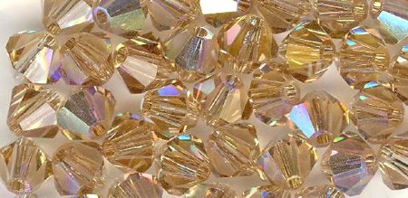 25 Light Colorado Topaz AB 4mm Bicone Swarovski