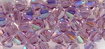25 Light Amethyst AB 4mm Bicone Swarovski