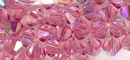 25 Light Rose AB 4mm Bicone Swarovski