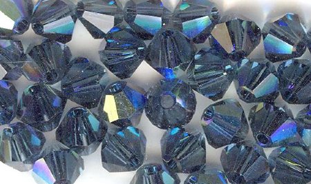 25 Montana Blue AB 4mm Bicone Swarovski