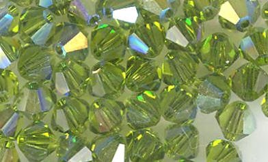 25 Olivine AB 4mm Bicone Swarovski