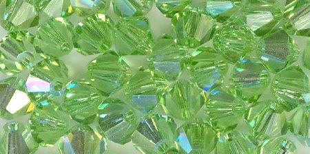 25 Peridot AB 4mm Bicone Swarovski