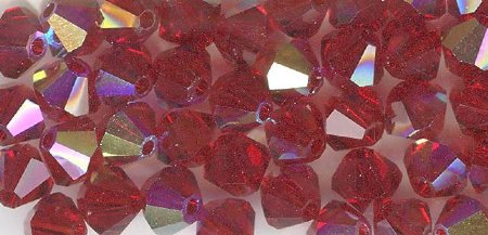 25 Siam AB 4mm Bicone Swarovski