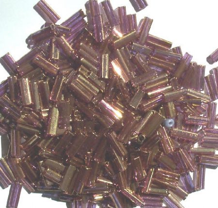 50g 10x3mm Amethyst Golden Lustre Tile Beads