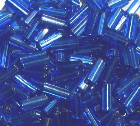 50g 10x3mm Silver Lined Sapphire Tile Beads