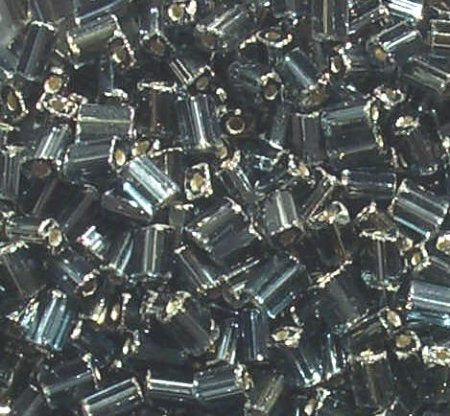 50g 5x4x2mm Black Diamond Silver Lined Tile Beads