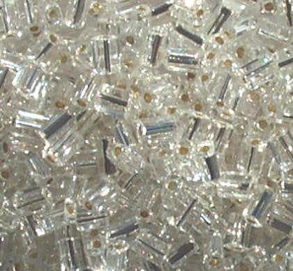50g 5x4x2mm Crystal Silver Lined Tile Beads