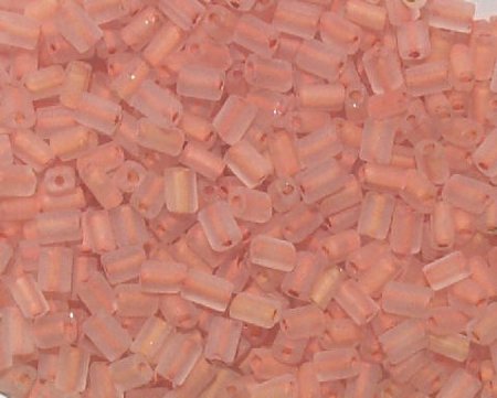50g 5x4x2mm Matte Light Orange Lined Crystal Tile Beads
