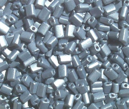 50g 5x4x2mm Matte Metallic Dark Silver Tile Beads