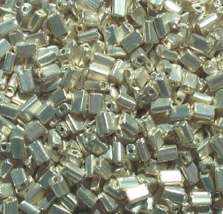 50g 5x4x2mm Metallic Silver Tile Beads