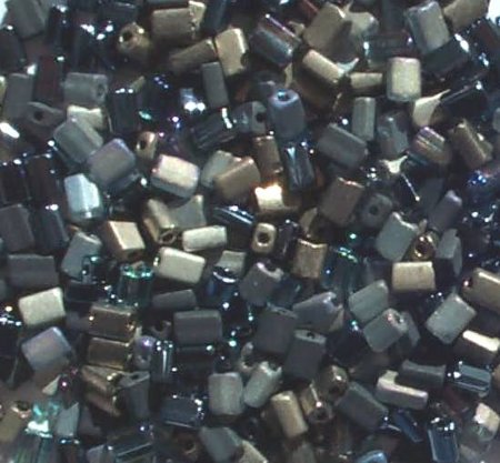 50g 5x4x2mm Black Multi Mix Tile Beads