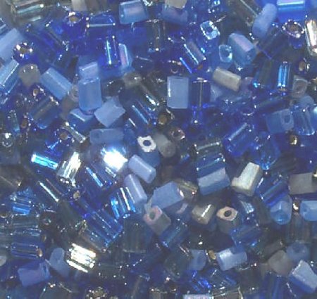 50g 5x4x2mm Blue Multi Mix Tile Beads