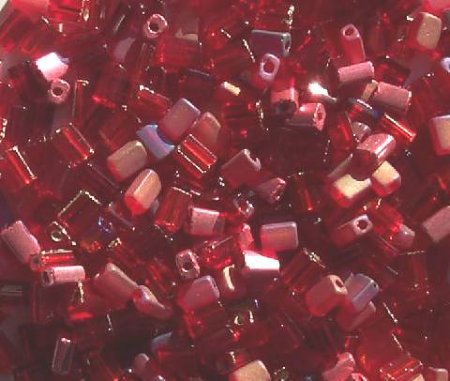 50g 5x4x2mm Red Multi Mix Tile Beads