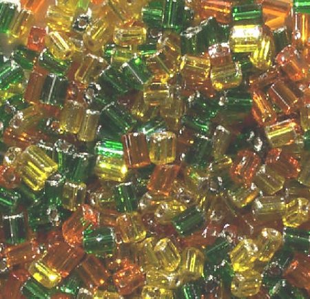 50g 5x4x2mm Silver Lined Citrus Mix Tile Beads