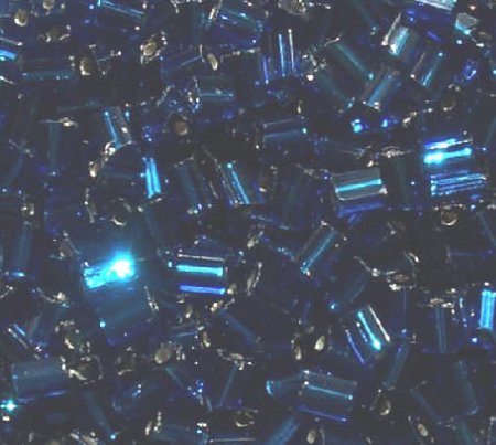 50g 5x4x2mm Dark Aqua Silver Lined Tile Beads