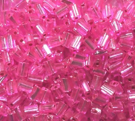 50g 5x4x2mm Dark Pink Silver Lined Tile Beads