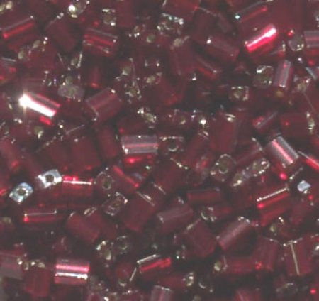 50g 5x4x2mm Garnet Silver Lined Tile Beads