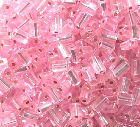 50g 5x4x2mm Light Pink Silver Lined Tile Beads