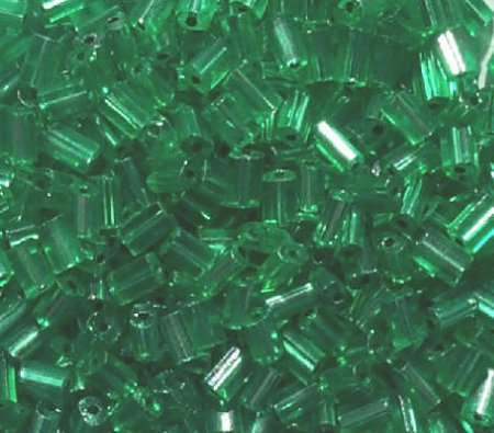 50g 5x4x2mm Medium Green Silver Lined Tile Beads