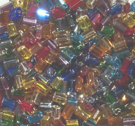 50g 5x4x2mm Silver Lined Multi Mix Tile Beads