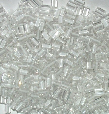 50g 5x4x2mm White Lined Crystal Tile Beads