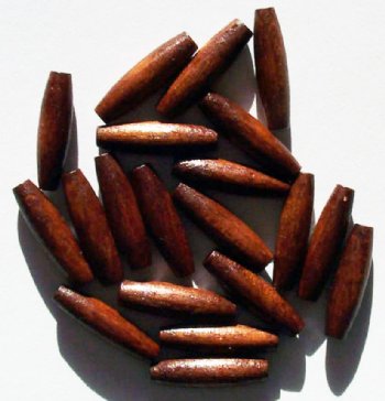 20 16x5mm (2mm Hole) Dark Brown Oval Wood Beads