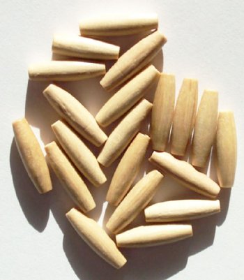 20 16x5mm (2mm Hole) Natural Oval Wood Beads