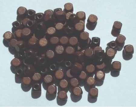 100 5mm Rounded Edge Dark Brown Cube Wood Beads