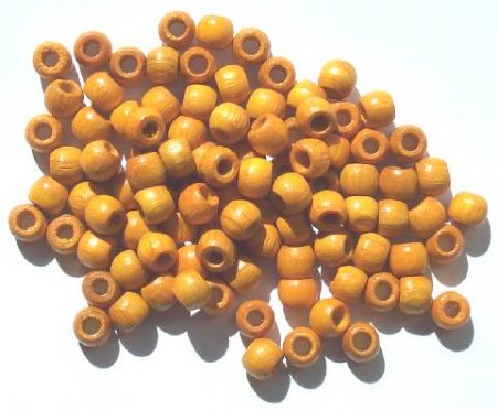 100 5x6mm Golden Yellow Crow Wood Beads