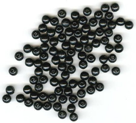 100 6mm Black Round Wood Beads